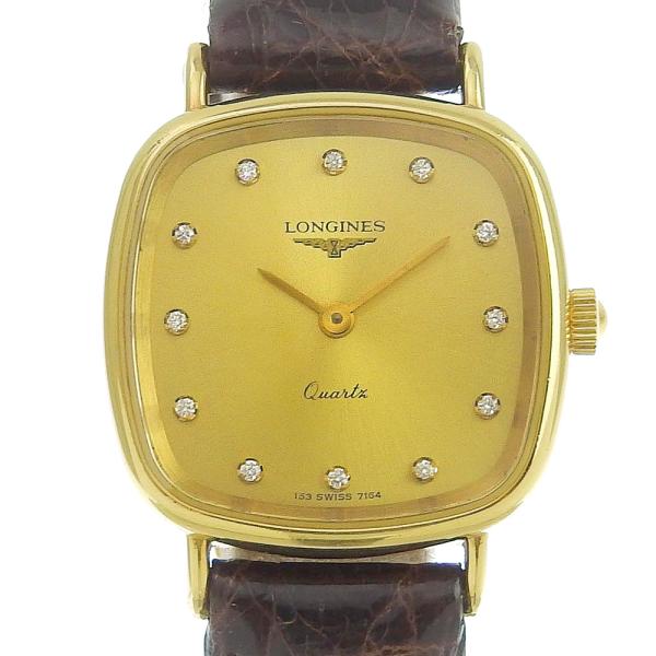 Longines  Longines 12P Diamond Women's Quartz Wristwatch, K18 Yellow Gold/Leather, Gold, [Used] in Excellent condition