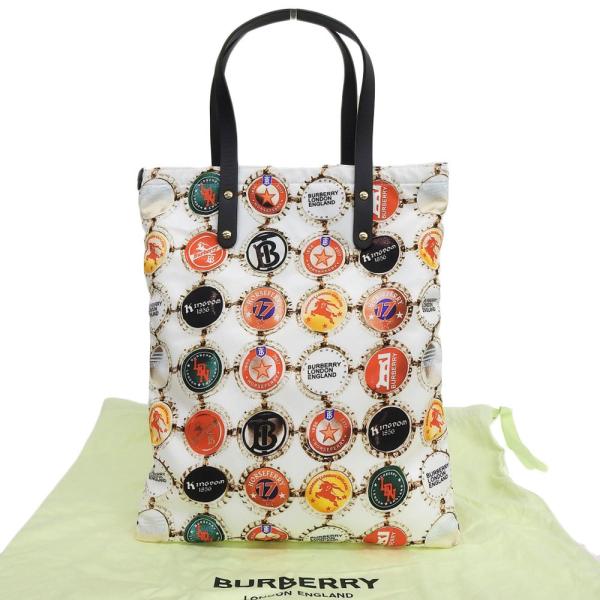 Burberry Bottle Cap Pattern Tote Bag Canvas Tote Bag 8022365 in Excellent condition