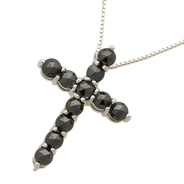1.30ct Melee Black Diamond Cross Necklace in K10 White Gold
