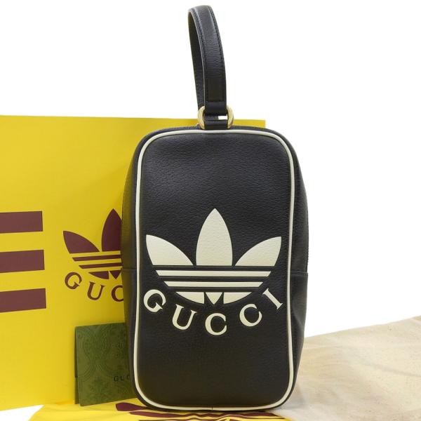 Gucci x Adidas Mini Top Handle Bag  Leather Clutch Bag 702387 U3ZBT1057 493492 in Good condition