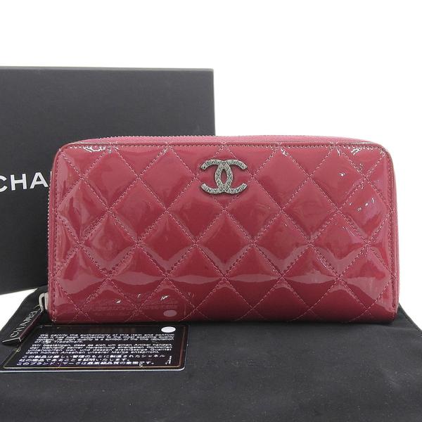 Chanel CC Patent Zip Around Long Wallet Leather Long Wallet A50106 in Good condition