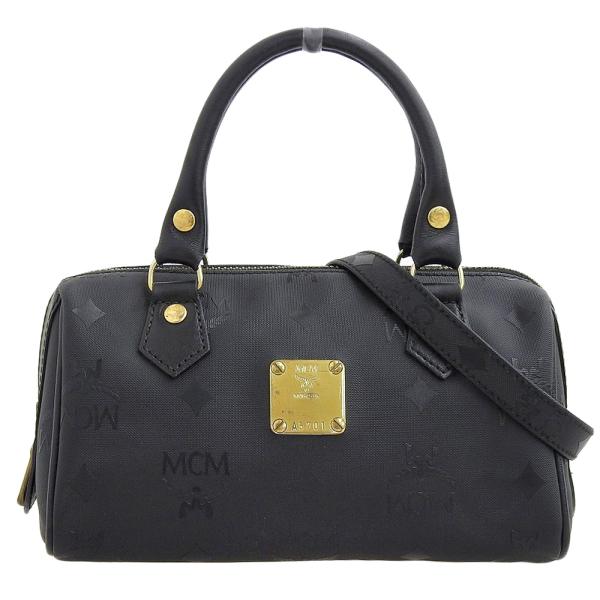 MCM Visetos Nylon Boston Bag Canvas Handbag in Good condition
