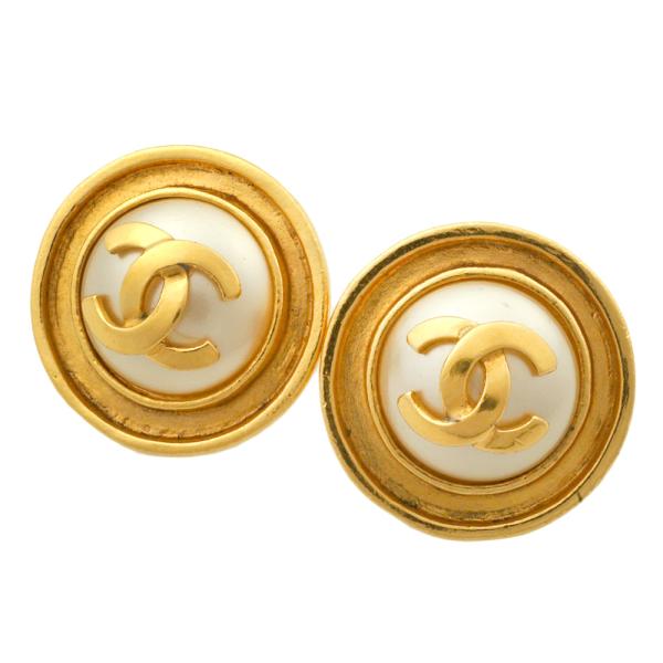 Chanel CC Clip On Earrings Metal Earrings 95P in Good condition