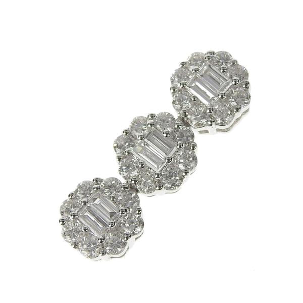 [LuxUness]  Flower Motif Diamond Pendant with 1.50ct, Crafted in K18 White Gold for Women- Pre-owned in Good condition