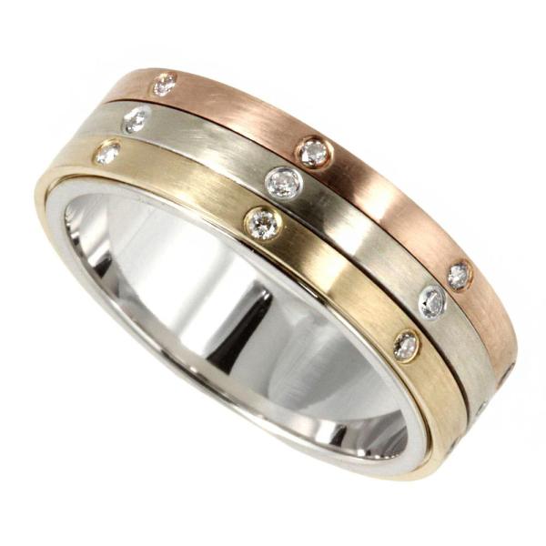 18k Gold Diamond Tricolor Band Ring