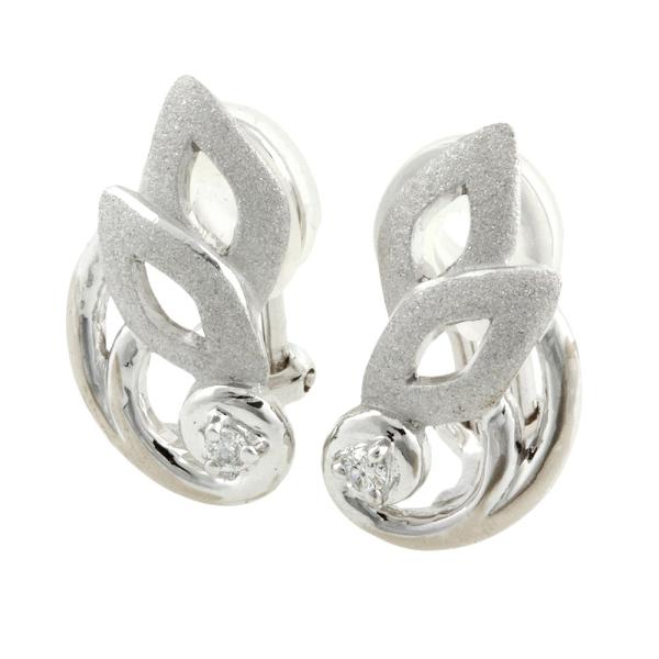 Munetaka Tamura Bunny Diamond Earrings, K18WG, Pave Diamond 0.03ct×2, Silver, For Women, Pre-owned