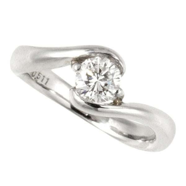 [LuxUness]  Single Diamond (0.511ct) Ring in Platinum Pt900, Silver, Women's Size 8.5 [Pre-Owned] in Excellent condition