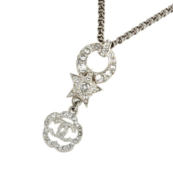 Chanel CC Rhinestone Star Pendant Necklace Metal Necklace in Excellent condition