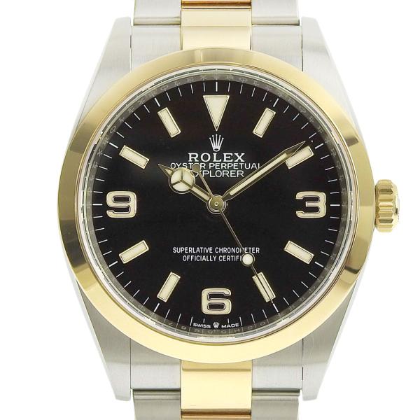 Rolex Sports Model Explorer1 Men's Automatic Watch, Silver, Stainless Steel/18K Yellow Gold Material, Pre-owned 24273/ランダム番