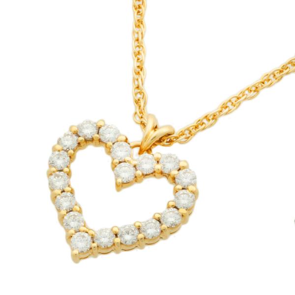 [LuxUness]  ROYAL ASSCHER Heart Necklace with Melee Diamond 0.55ct in 18K Yellow Gold for Women in Excellent condition