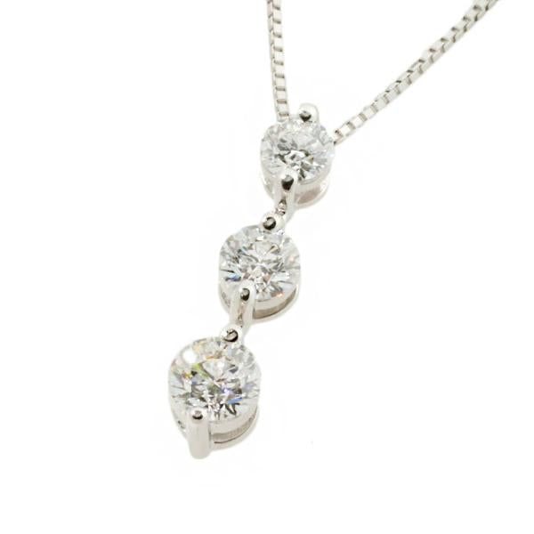 LOVE RENAISSANCE Platinum PT900 Necklace with 3P Diamonds (0.507ct/0.352ct/0.255ct), High Quality, Ladies' Silver