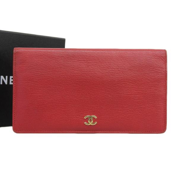 Chanel Leather Bifold Wallet Leather Long Wallet 6 in Good condition