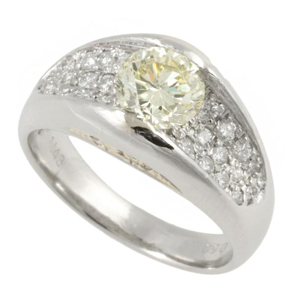 [LuxUness]  Pt900 Platinum and K18 Yellow Gold 1.143ct-Diamond Ring, Size 13 - Light Yellow, over 1 Carat in Excellent condition