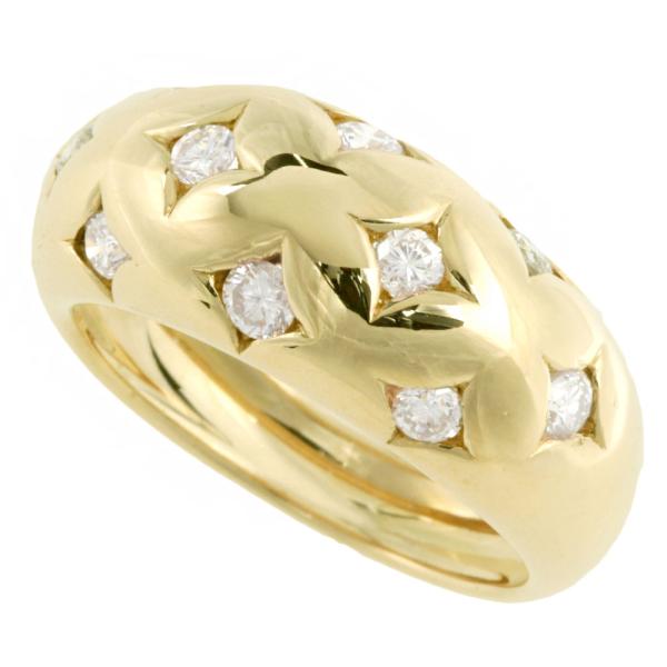 [LuxUness]  K18 Yellow Gold Ring with 0.56ct Melee Diamond, Size 11.5, Ladies, No Brand in Excellent condition