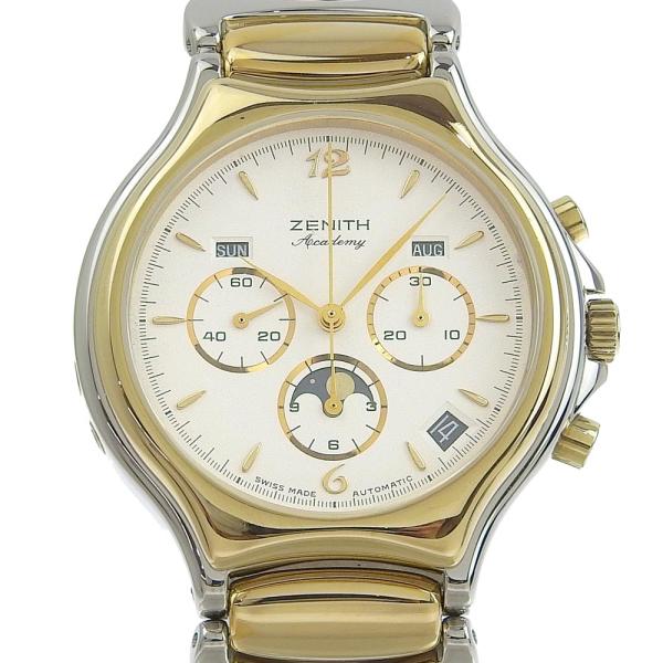 Zenith  Zenith Academy El Primero Moon Phase Triple Calendar Men's Wristwatch in Silver Stainless Steel - Preloved in Excellent condition