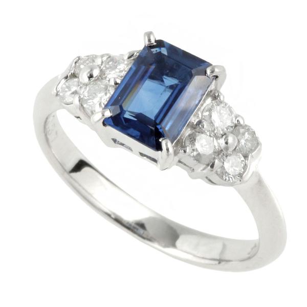 "Pt900 Platinum Blue Sapphire 1.05Ct and Diamond 0.37Ct Ring Size 10 by No Brand"
