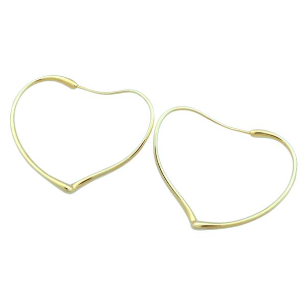 [LuxUness] 18K Heart Hoop Earrings Metal Earrings in Excellent condition
