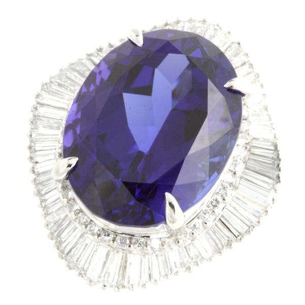 Natural Zoisite Ring, Pt900, Tanzanite 26.90ct, Pave Diamond 2.73ct, Size 13, Platinum, For Women, Pre-owned