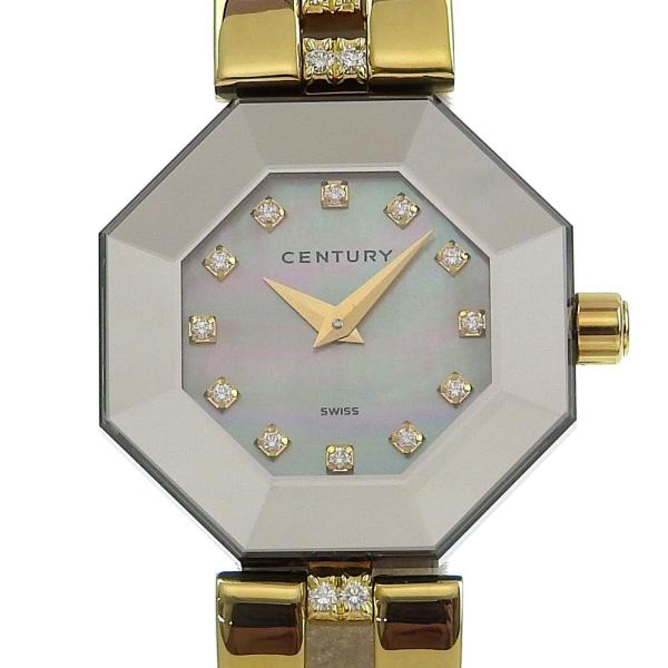 CENTURY TimeGem Ladies' Quartz Battery Watch with 12P Diamond, K18 Yellow Gold/Diamond, White