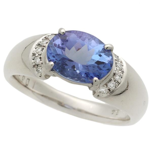 [LuxUness]  Stunning Unbranded Ring, Natural tanzanite 1.84ct with small diamonds 0.05ct, Silver, Size 12, Women, Pre-owned  in Excellent condition