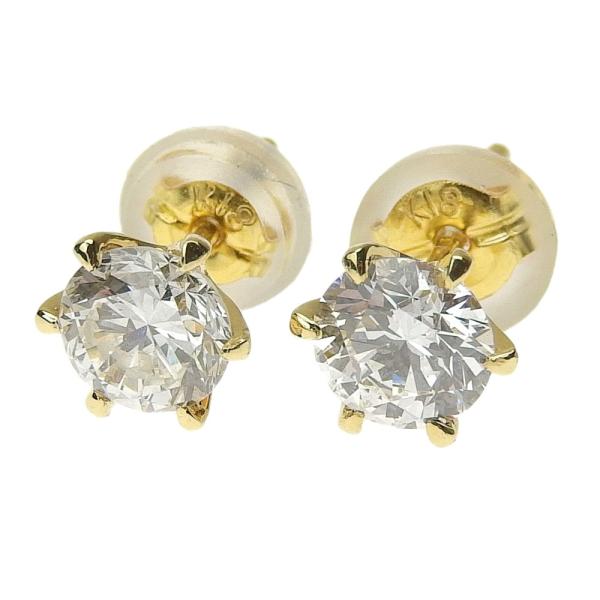 Chic Diamond Earrings in K18 Yellow Gold, with 0.431ct (H-VS1-FR) and 0.434ct (D-VS2-EX) Diamonds, for Women [Used]