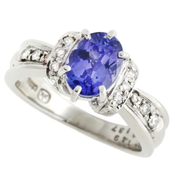 [LuxUness]  Natural Tanzanite Ring, Pt900, Tanzanite1.49ct, Pave Diamond 0.137ct, Size 12, Platinum, For Women, Pre-owned in Excellent condition