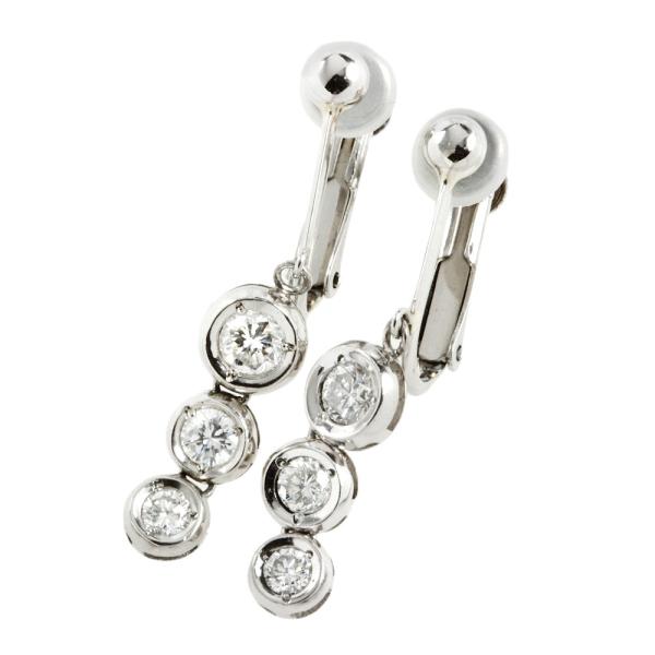 Platinum Pt900 Earrings with Three Linked 0.51ct Melee Diamonds Each for Women
