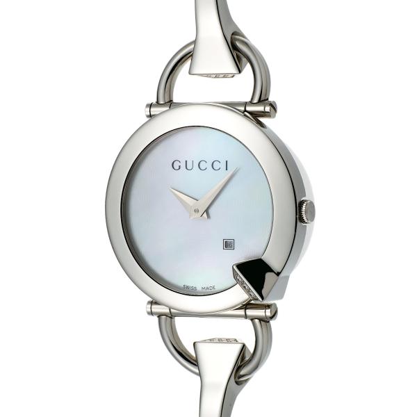 Gucci Ladies Silver Wristwatch, Diamond Shell & Stainless Steel, Pre-owned【W1034】 122.5