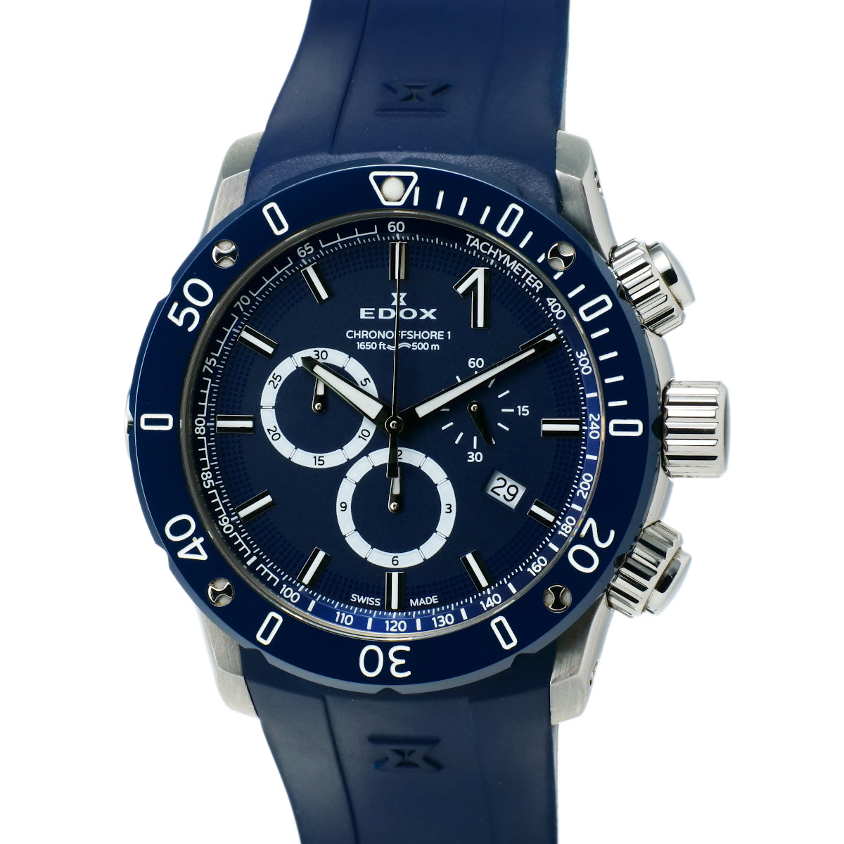 Other  EDOX Chrono Offshore 1 Men's Watch with Navy Dial in Stainless Steel/Ceramic/Rubber  10221.0 in Good condition