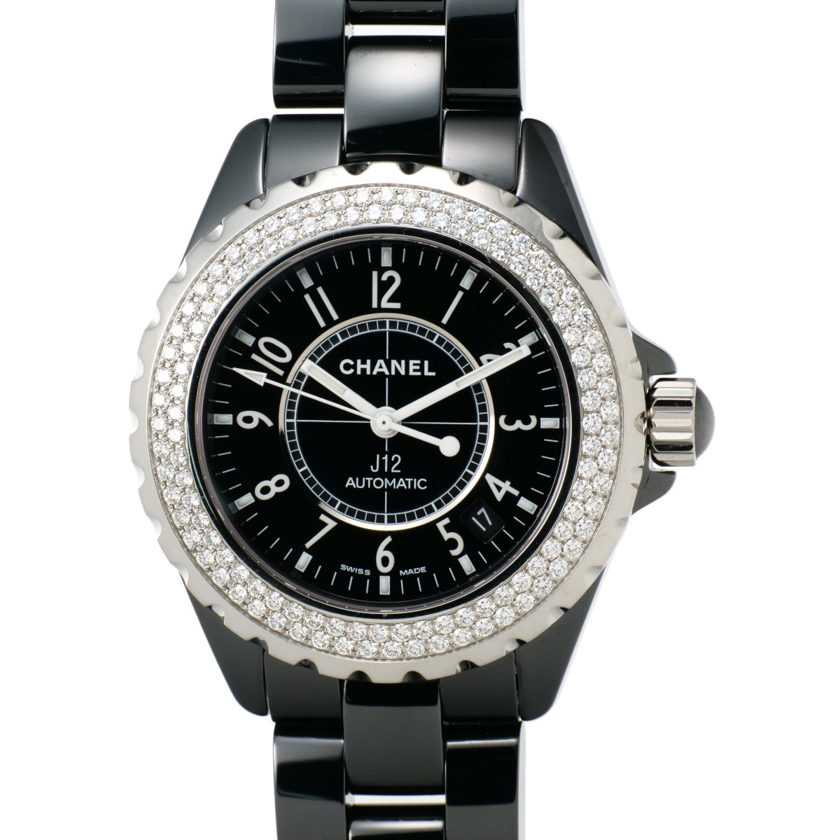 Chanel J12 Men's Watch with Diamond Bezel in Ceramic and Stainless Steel  H1629