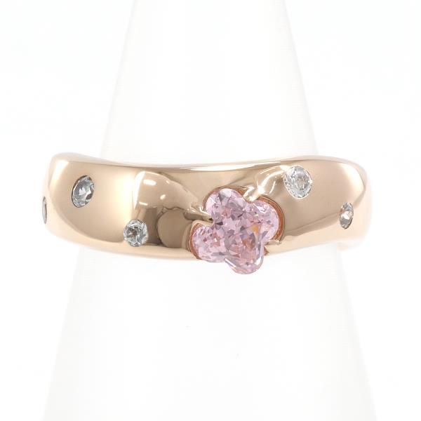 Ladies' VANDOME AOYAMA K10PG Pink Gold Ring with Synthetic Gemstone, Size 3 (Pre-owned)