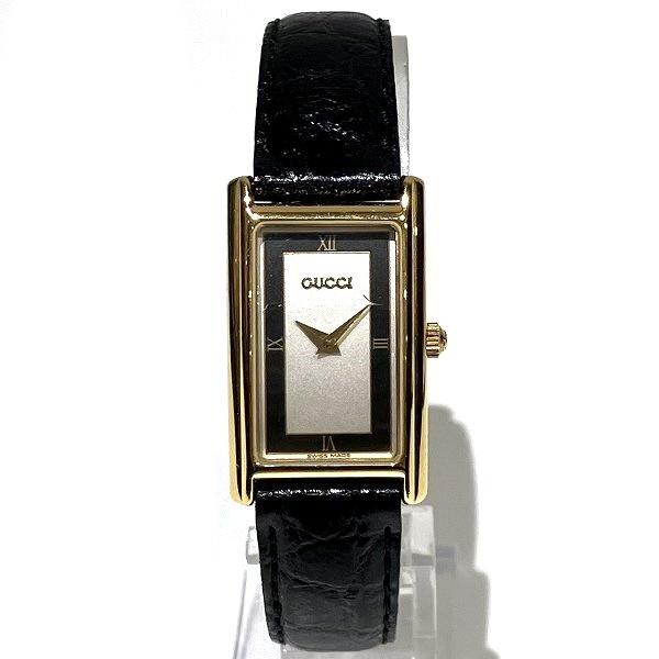 Gucci 2600L Quartz Square Women's Watch in White GP/Leather - Preloved 2600L